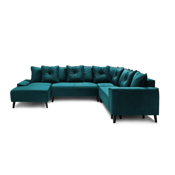 Sofa na razvlačenje od kerozina baršuna za &quot;U&quot; Bobochic Paris Panoramique XXL Hera Bis, lijevi kut