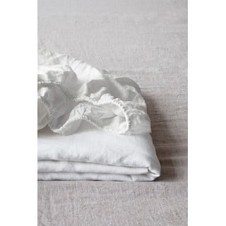 Bijela lanena plahta s gumicom Linen Tales, 180 x 200 cm