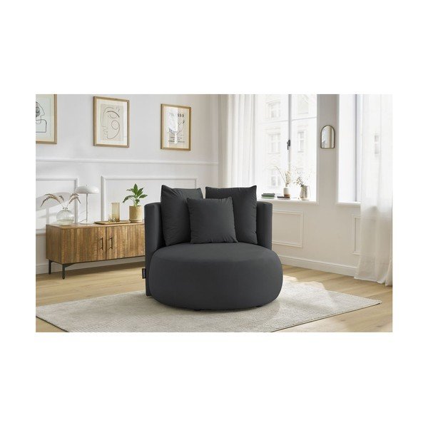 Tamno siva baršunasti fotelja Cesar – Bobochic Paris-image-1