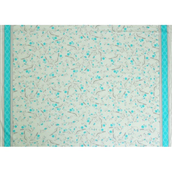 Bijelo-plava posteljina za bračni krevet od pamučnog satena 200x200 cm Turqiouse Flowers -image-1