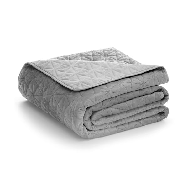 Svijetlo sivi prošiven prekrivač od samta 260x280 cm Laila – AmeliaHome