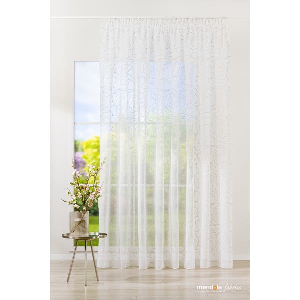 Bijela/siva prozirna zavjesa 140x245 cm Amanda – Mendola Fabrics-image-1