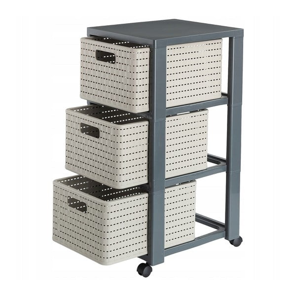 Siva plastična kupaonska polica 32,5x71 cm Country – Rotho-image-2