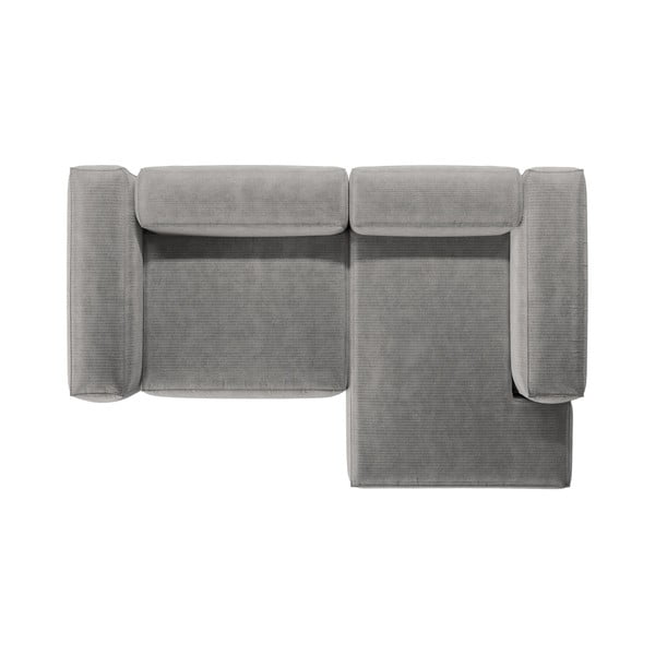 Svijetlo siva kutna garnitura od samta (s desnim kutom/s ležaljkom) Bergamo – Cosmopolitan Design-image-3