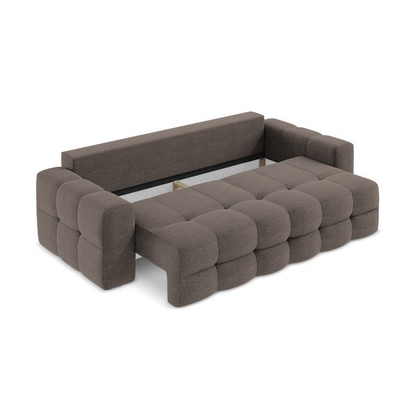 Smeđa sklopiva sofa od bouclé tkanine 255 cm Milu – Makamii-image-3