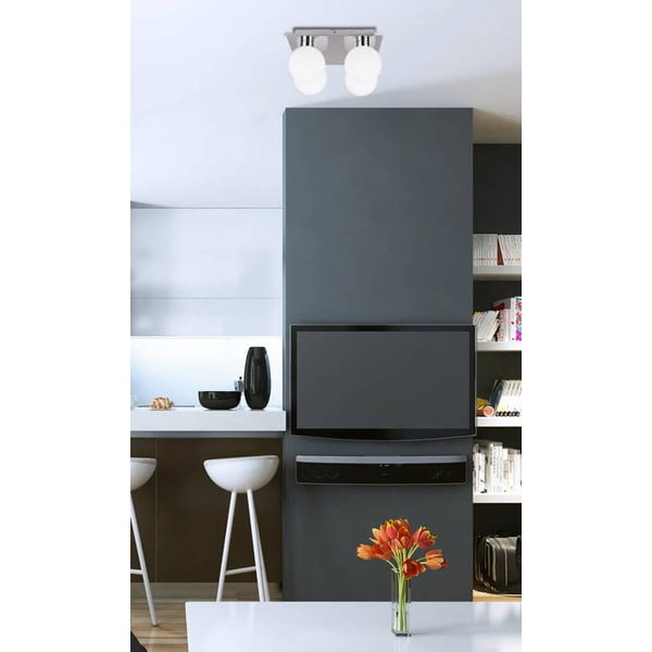 Stropna lampa srebrne boje sa staklenim sjenilom 25x25 cm Oden - Candellux Lighting-image-1