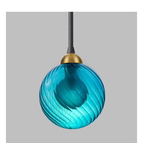 Plava viseća svjetiljka sa staklenim sjenilom ø 12 cm Twister – Squid Lighting-image-3