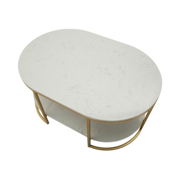 Bijeli/u zlatnoj boji stolić za kavu s mramornom pločom 60x90 cm Izmir – Mauro Ferretti-image-4