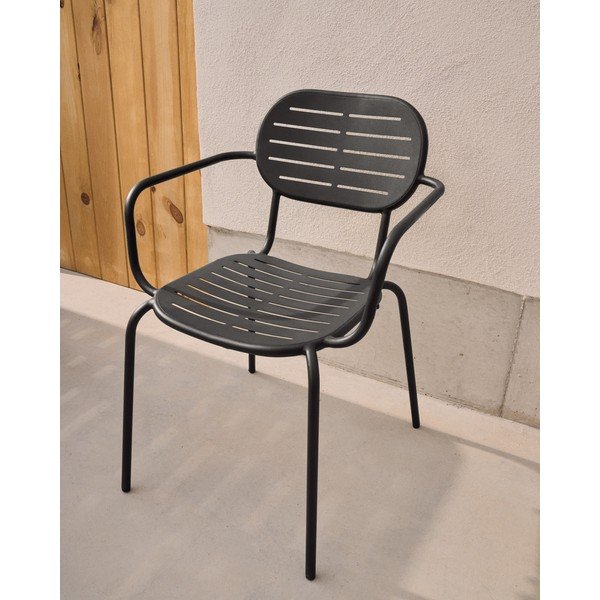 Tamno siva metalna vrtna stolica Brai – Kave Home-image-1