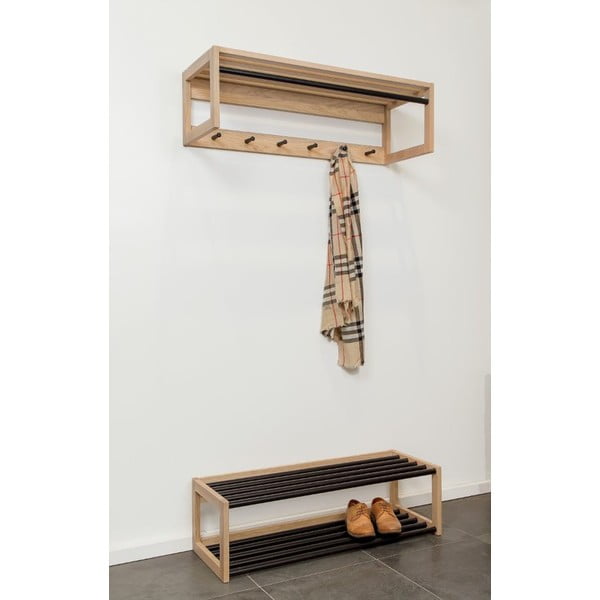 Crna metalna polica za cipele u prirodnoj boji - Woodman-image-1