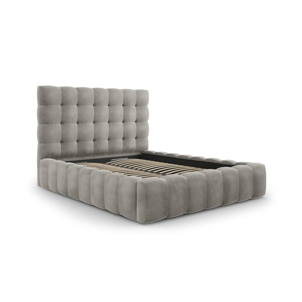 Svijetlo sivi tapecirani bračni krevet s prostorom za pohranu s podnicom 160x200 cm Bali – Cosmopolitan Design