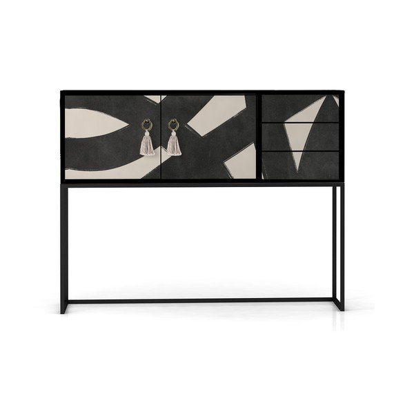 Crna/bež niska komoda 113x92 cm Freya – Really Nice Things