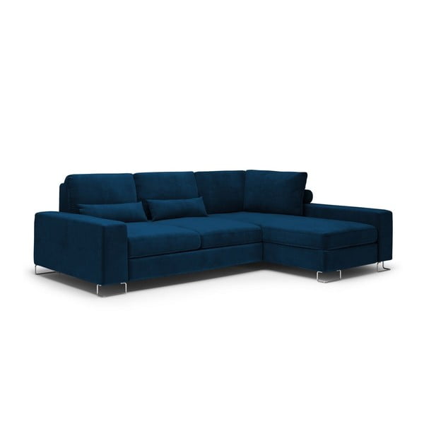 Kraljevsko plavi baršunasti kauč na razvlačenje Windsor & Co Sofas Diane, desni kut