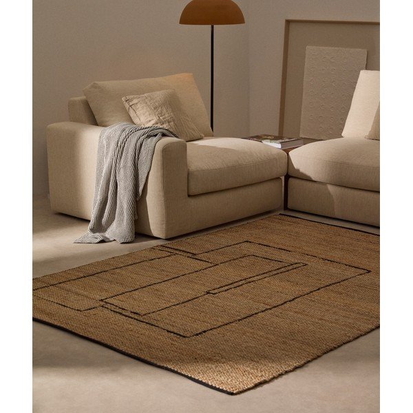 Obostrani/ručno rađen juten tepih u prirodnoj boji 200x300 cm Velira – Kave Home-image-1
