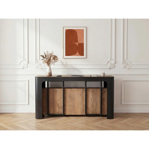 Crni/u prirodnoj boji pomoćni stol 50x110 cm Albane – Bobochic Paris-image-3