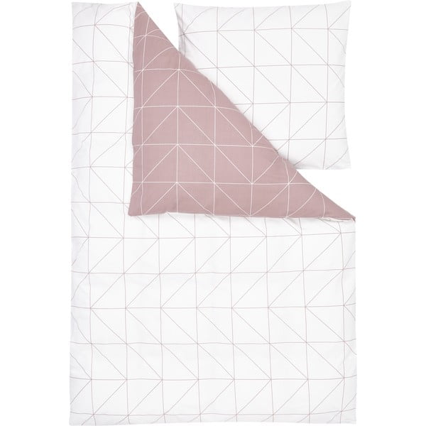 Bijelo-ružičasta pamučna posteljina od 46, 155 x 220 cm