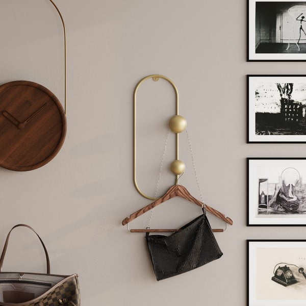 Metalna zidna vješalica u zlatnoj boji Dama – Kalune Design-image-1