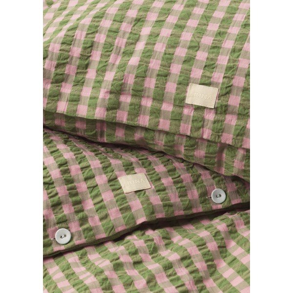 Zelena/ružičasta posteljina za krevet za jednu osobu od krepa 140x200 cm Bæk&Bølge – JUNA-image-3