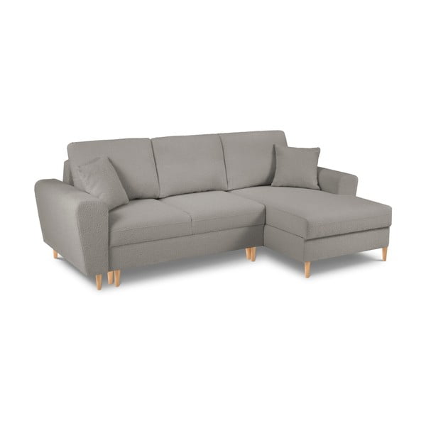 Svijetlo siva sklopiva/s prostorom za odlaganje kutna garnitura od bouclé tkanine (s desnim kutom/s ležaljkom) Kyoto – Cosmopolitan Design-image-1