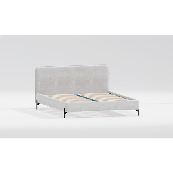 Svijetlo sivi tapecirani bračni krevet s podnicom 140x200 cm Barker – Ropez