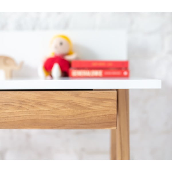 Bijeli radni stol s podnožjem od jasena Ragaba Luka, duljina 65 cm-image-2