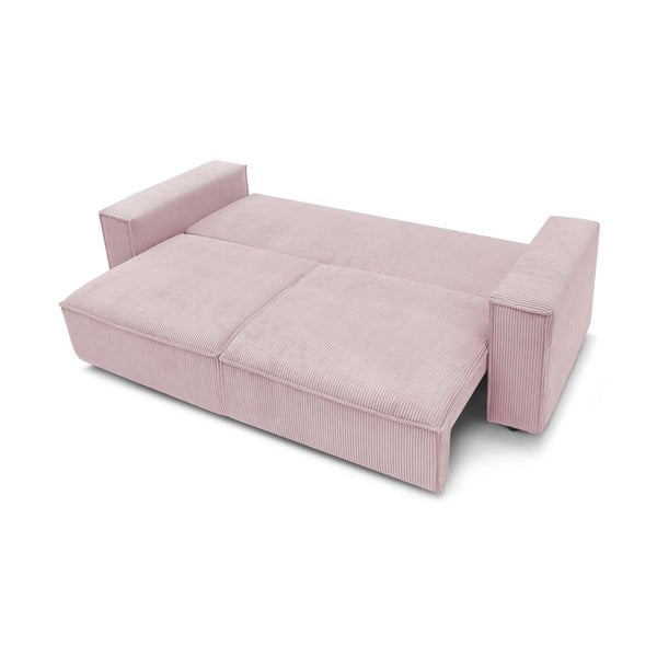Svijetlo ružičasta sklopiva sofa od samta 245 cm Nihad – Bobochic Paris-image-4