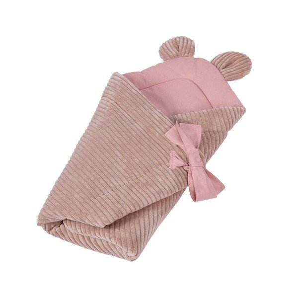 Ružičasti pokrivač za povijanje od samta 35x65 cm – Meowbaby-image-1