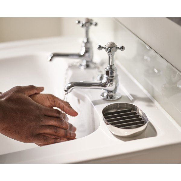 Posuda za sapun od nehrđajućeg čelika u sjajno srebrnoj boji EasyStore Luxe – Joseph Joseph-image-1