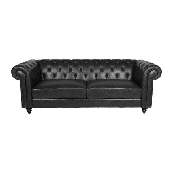 Crna sofa od imitacije kože Actona Charlietown, 219 cm