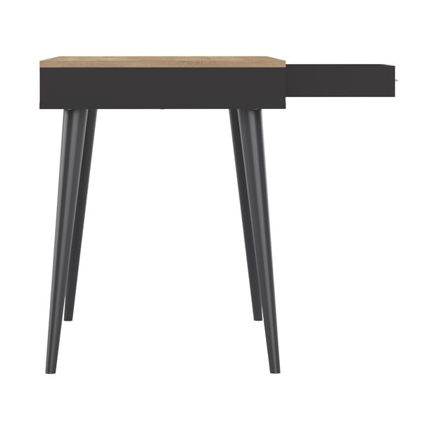 Crni radni stol s pločom u dekoru hrasta 134x59 cm - TemaHome -image-3