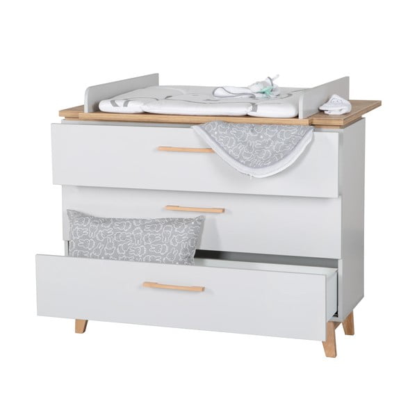 Svijetlo siva niska dječja komoda u dekoru hrasta s promjenjivim stolom 117x104 cm Caro – Roba-image-4