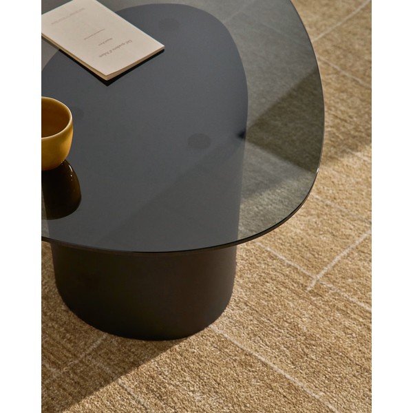 Crni stolić za kavu sa staklenom pločom stola 74x81,5 cm Olir – Kave Home-image-2