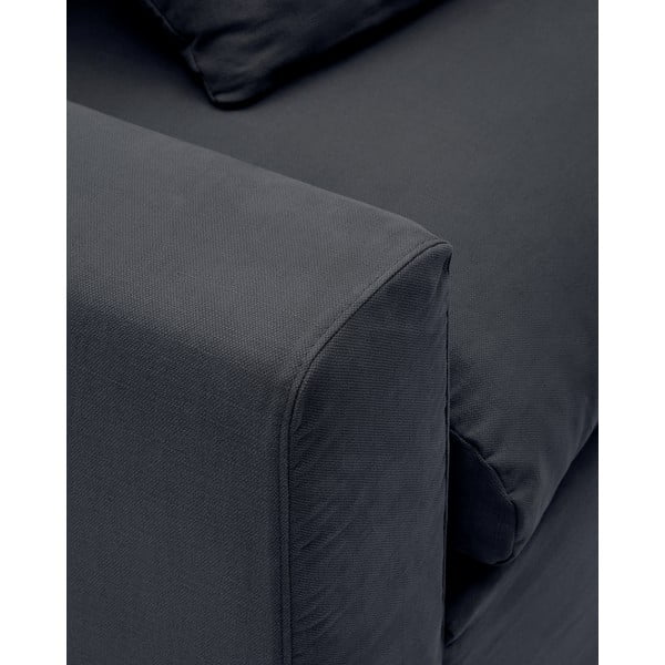 Antracitno siva lanena sofa 340 cm Nora – Kave Home-image-3