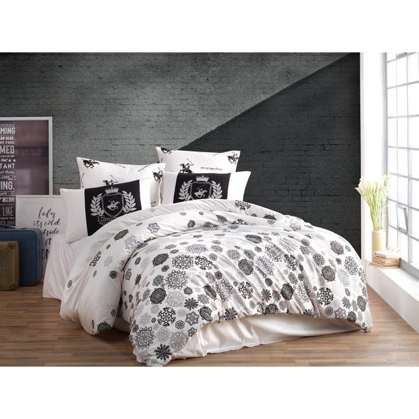 Posteljina s krevetom za jednu osobu od pamuka ranforce Beverly Hills Polo Club Mito Black, 160 x 220 cm-image-1