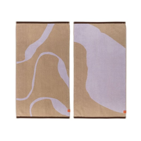 Ručnici u setu 2 kom od organskog pamuka u boji lavande/svjetlo smeđi 50x90 cm Nova Arte – Mette Ditmer Denmark