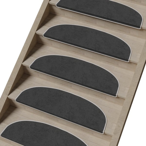 Tamno sivi set tepiha za stepenice 16 kom 20x65 cm Plain Color – Vitaus-image-1