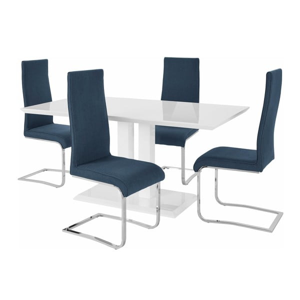 Set blagovaonskog stola i 4 plave stolice Støraa Mai