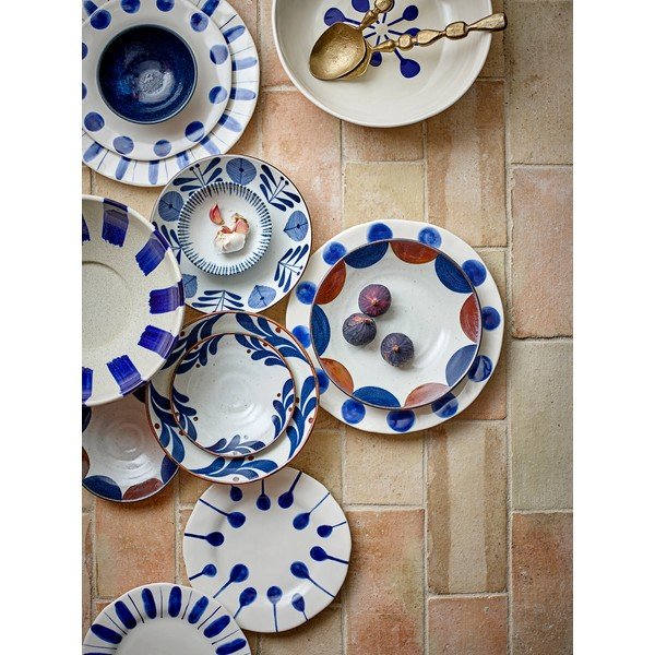 Bijeli/plavi tanjuri u setu 3 kom od kamenine ø 28 cm Linora – Bloomingville-image-2