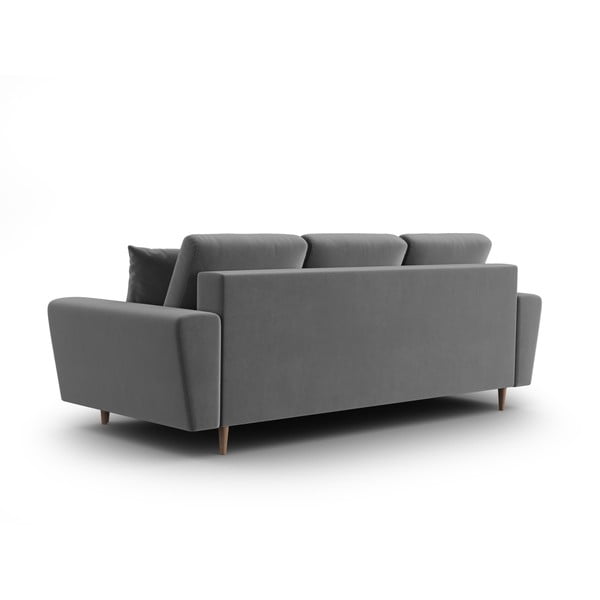 Svijetlo siva baršunasti sklopiva/s prostorom za odlaganje sofa 235 cm Kyoto – Cosmopolitan Design-image-3