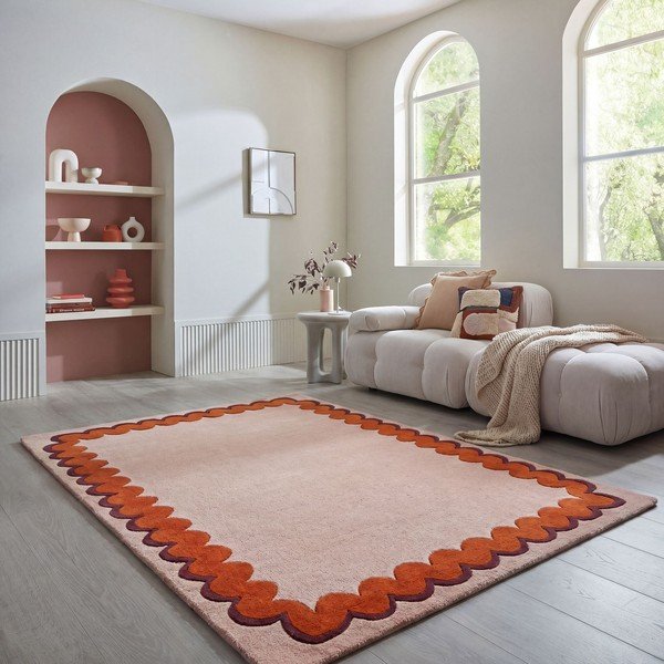 Narančasti/u prirodnoj boji ručno rađen vunen tepih 140x200 cm Wiggle Wool – Flair Rugs-image-1