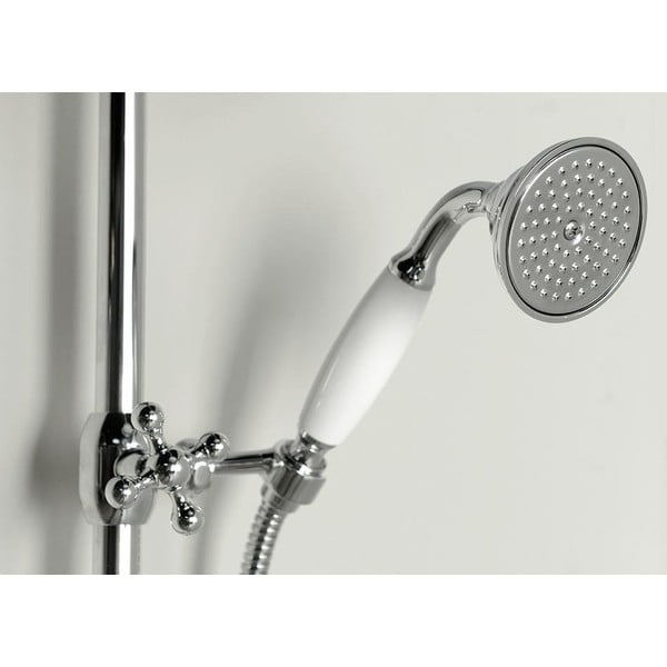 Mjedeni set za tuš kabinu u sjajno srebrnoj boji s termostatskim ventilom s glavom za tuš/sa ručnim tušem 142 cm Antea – Sapho-image-1