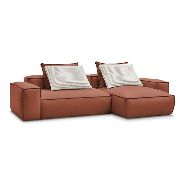 Tamno smeđa kutna garnitura od imitacije kože (promjenjiva) Boheme – Bobochic Paris-image-3