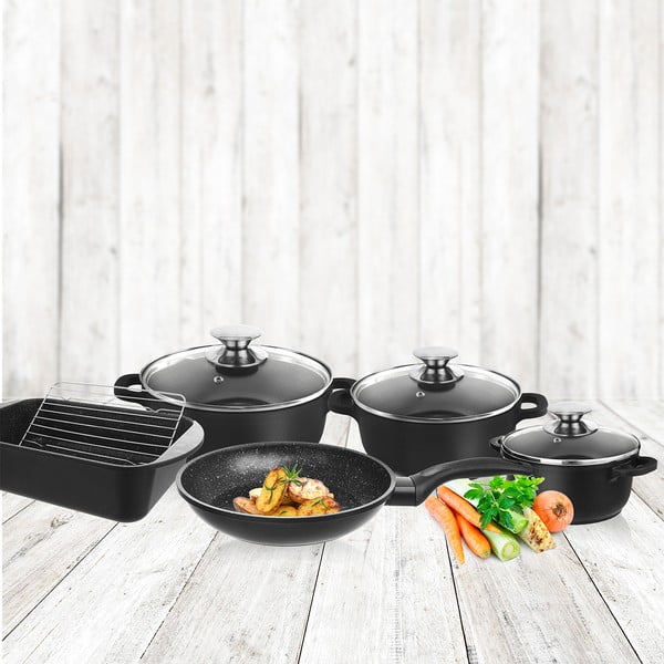 5-dijelni set aluminijskog posuđa s 3 poklopca i rešetkom Orion Grande-image-1