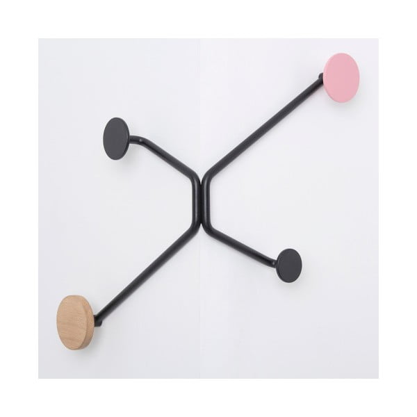 Crni stalak za kapute za vanjski kutu s ružičastim detaljem Gazzda Hook-image-2