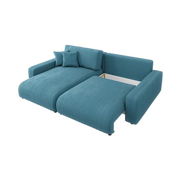 Tirkizna sklopiva kutna garnitura od samta Sara – Ropez-image-4