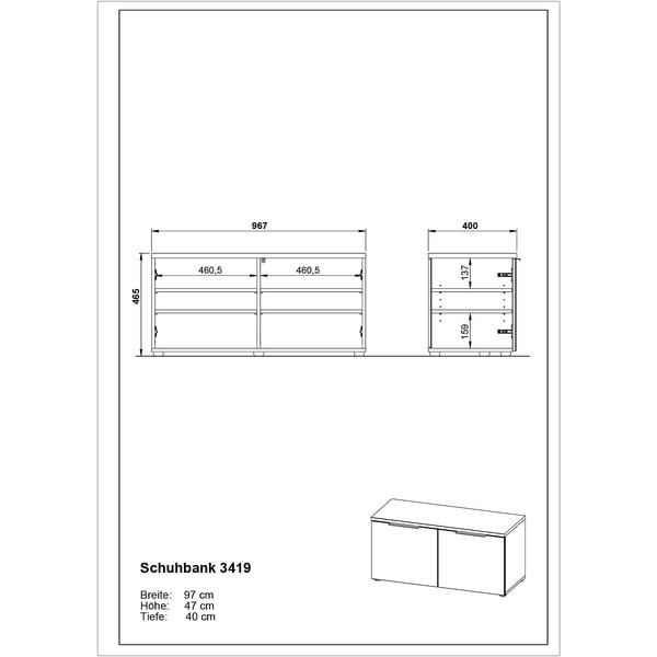 Sivi stalak za cipele s klupom Genova - Germania-image-3