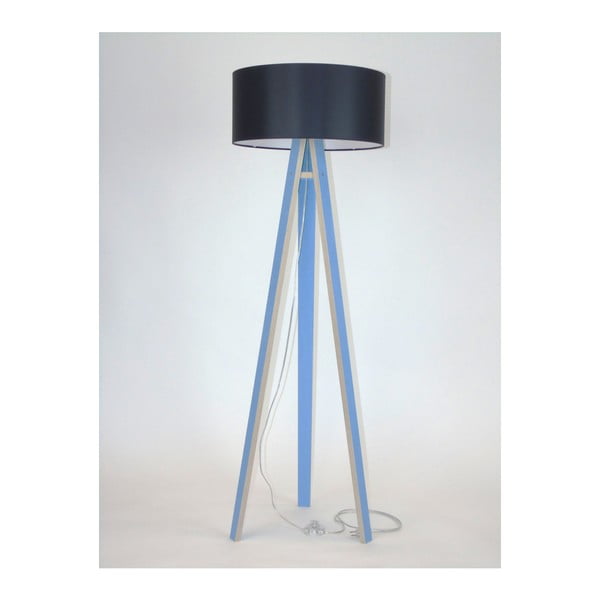 Plava podna svjetiljka s crnim sjenilom i prozirnim kabelom Ragaba Wanda