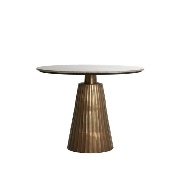 Okrugli blagovaonski stol s pločom stola u mramornom dekoru u brončanoj boji/u prirodnoj boji ø 100 cm Rianne – Light & Living