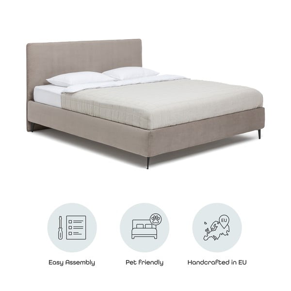 Smeđe-sivi tapecirani bračni krevet s podnicom 160x200 cm Noira Slim – Bonami Selection-image-4