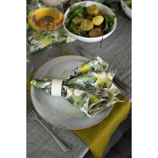 Zeleni podmetači za čaše u setu 4 kom od tkanine Lotus – Linen Tales-image-1